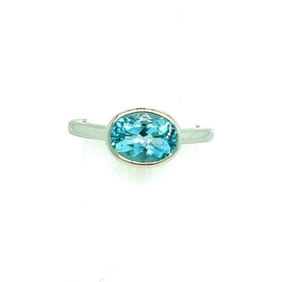 Natural Aquamarine Ring 6.5 14k W Gold 1.64 TCW Certified 221341